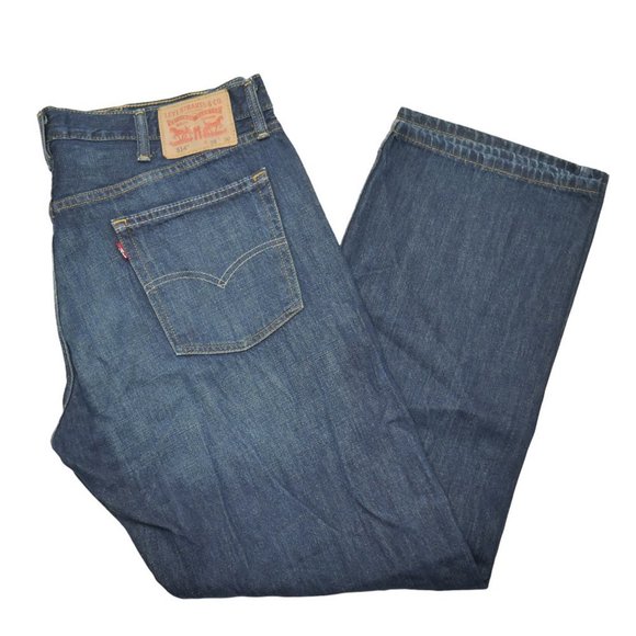 Levis 514 Size 38x30 Jeans Mens Straight Leg Regular Fit Dark Wash Distressed - Picture 2 of 7